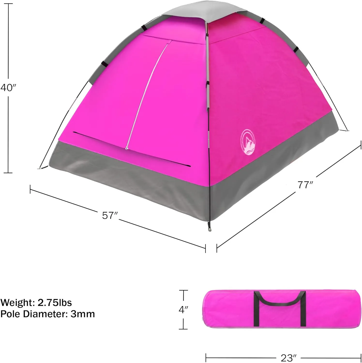 Wakeman Tents 2-Person Tent with Removable Rain Fly and Carry Bag - Comes with Camping Lantern with Fan - Weather-Resistant Camping Accessories by Wakeman