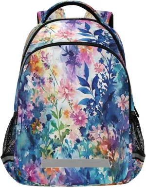 Watercolor Flower Pattern Design Waterproof Backpack - Casual Outdoor Sports Daypack with Ergonomic Shoulder Straps#278