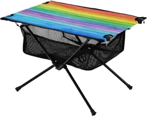 Watercolour Rainbow Stripe Pattern Portable Camping Table,Outdoor Folding Table,Beach Table,Suitable for Camping,Hiking,Picnic