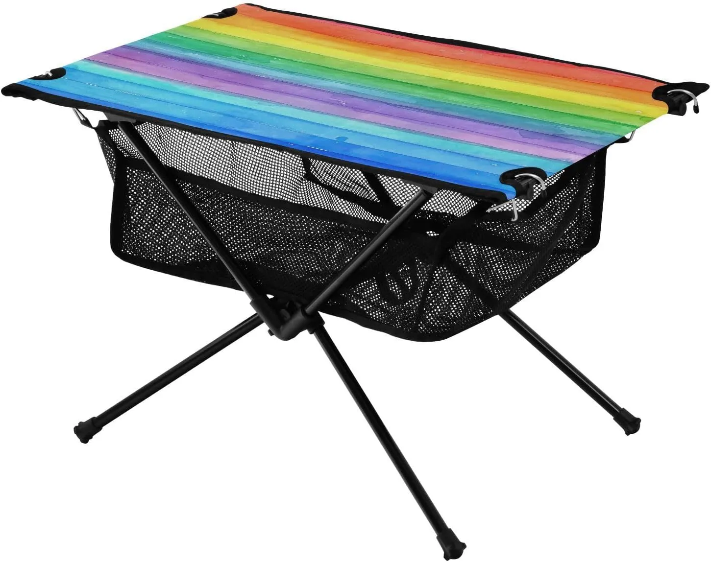 Watercolour Rainbow Stripe Pattern Portable Camping Table,Outdoor Folding Table,Beach Table,Suitable for Camping,Hiking,Picnic