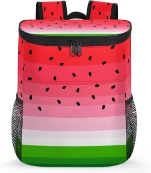Watermelon Print Cooler Backpack Insulated Soft Cooler Bag Lightweight Waterproofing Cooler Lunch Backpack 25 Cans Cooler Backpack for Hiking Camping Beach