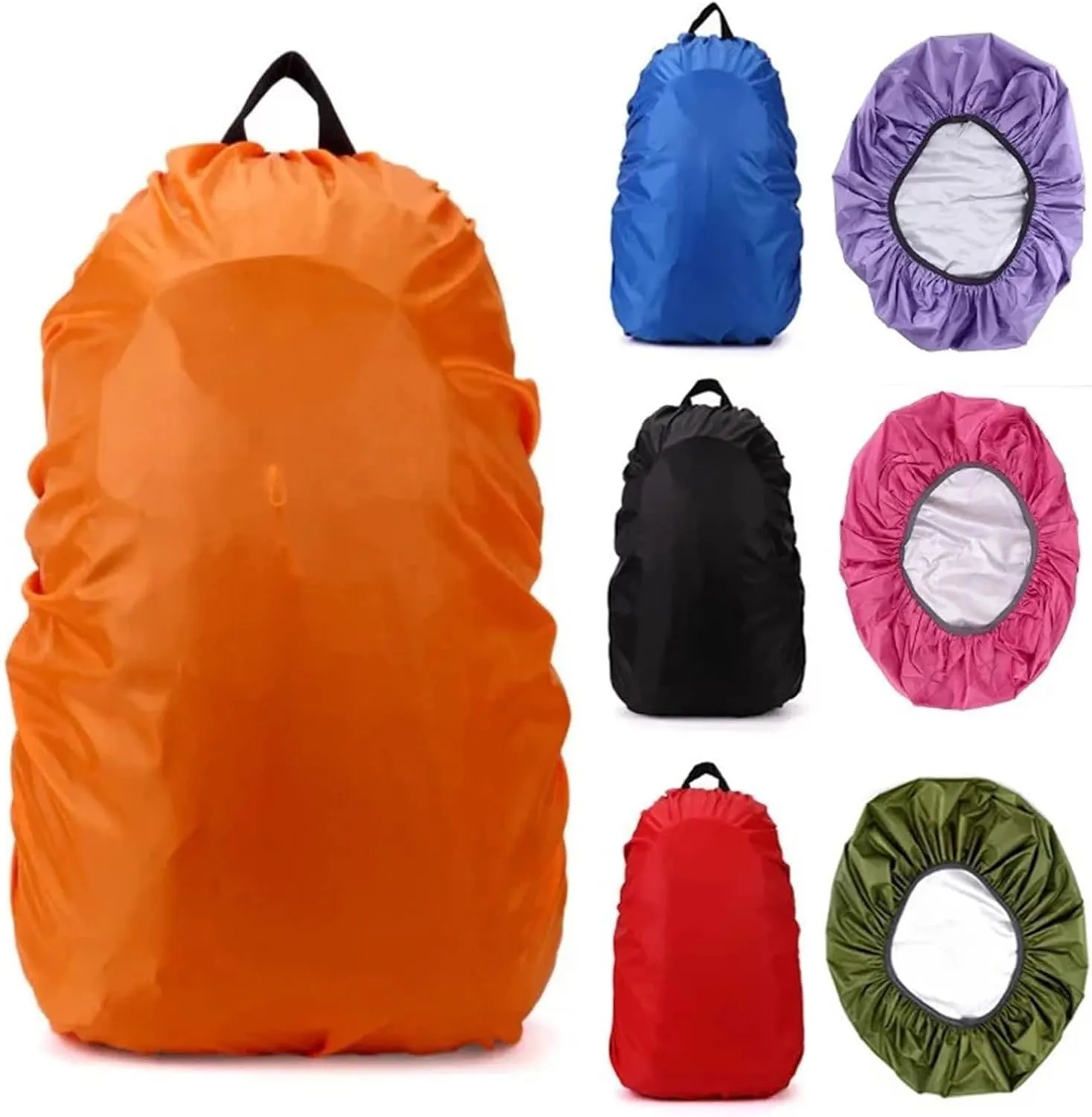 Waterproof Backpack Rain Cover 2pcs Adjustable Backpack Rain Cover Portable Waterproof Outdoor Accessories Camping Hiking Climbing Raincover for Hiking，Camping(Rose Red,40-50L)