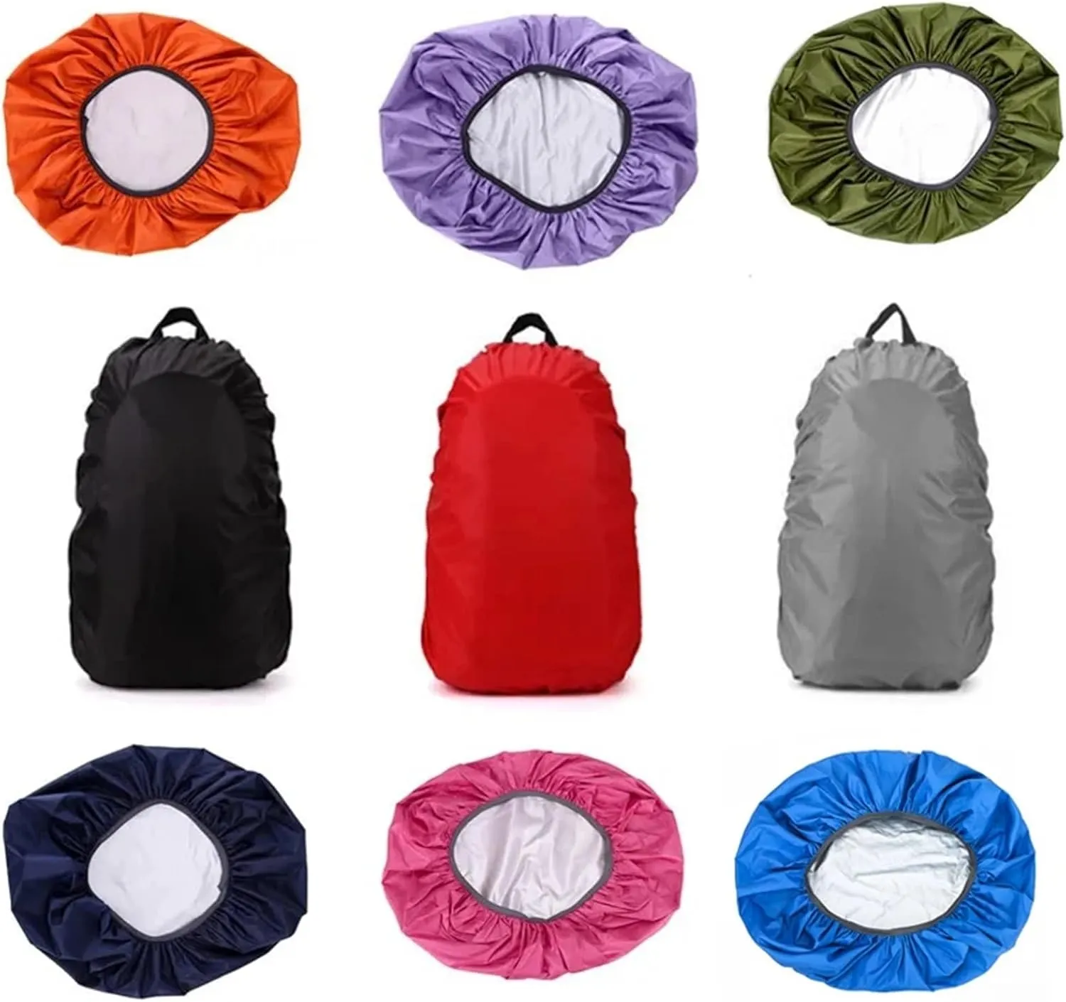 Waterproof Backpack Rain Cover 2pcs Adjustable Backpack Rain Cover Portable Waterproof Outdoor Accessories Camping Hiking Climbing Raincover for Hiking，Camping(Rose Red,40-50L)