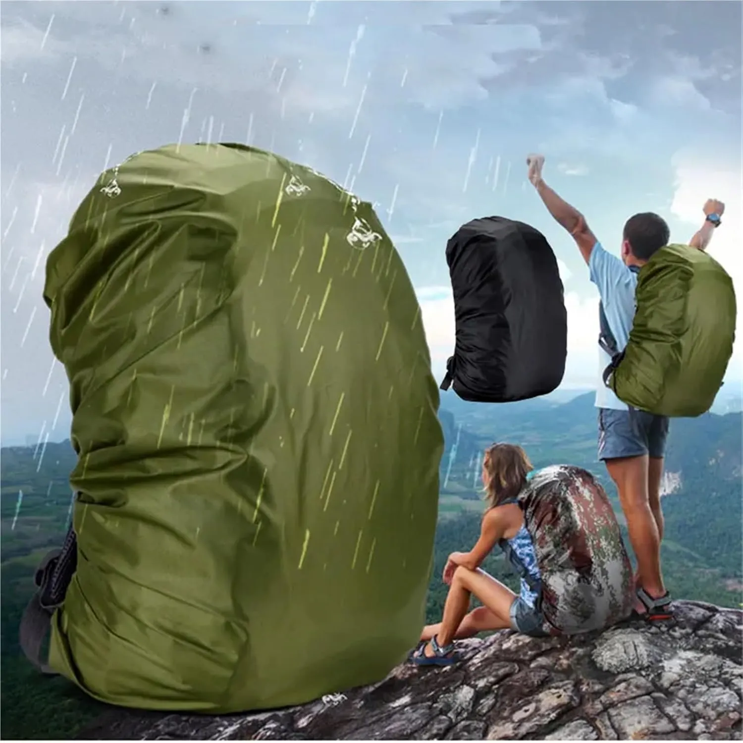 Waterproof Backpack Rain Cover 2pcs Waterproof Backpack Rain Cover Rain Cover Backpack Waterproof Bag Hiking Camping Bags Large Rain Cover for Hiking，Camping(30-40L Green)