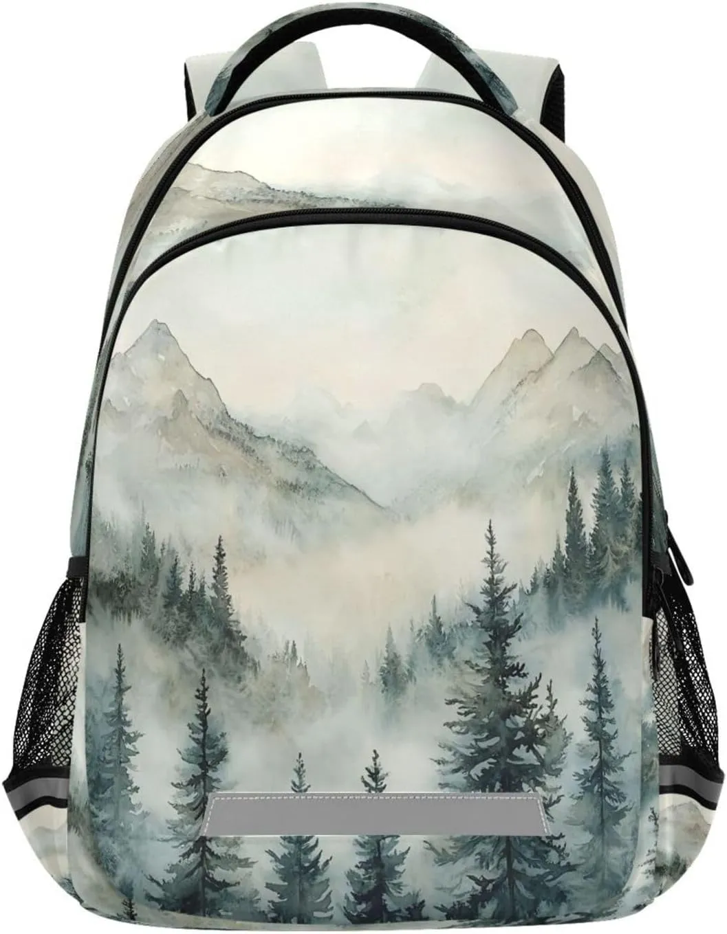 Waterproof Backpack with Dark Green Mountain Design - Lightweight Ergonomic Daypack for Commute, Travel（119）