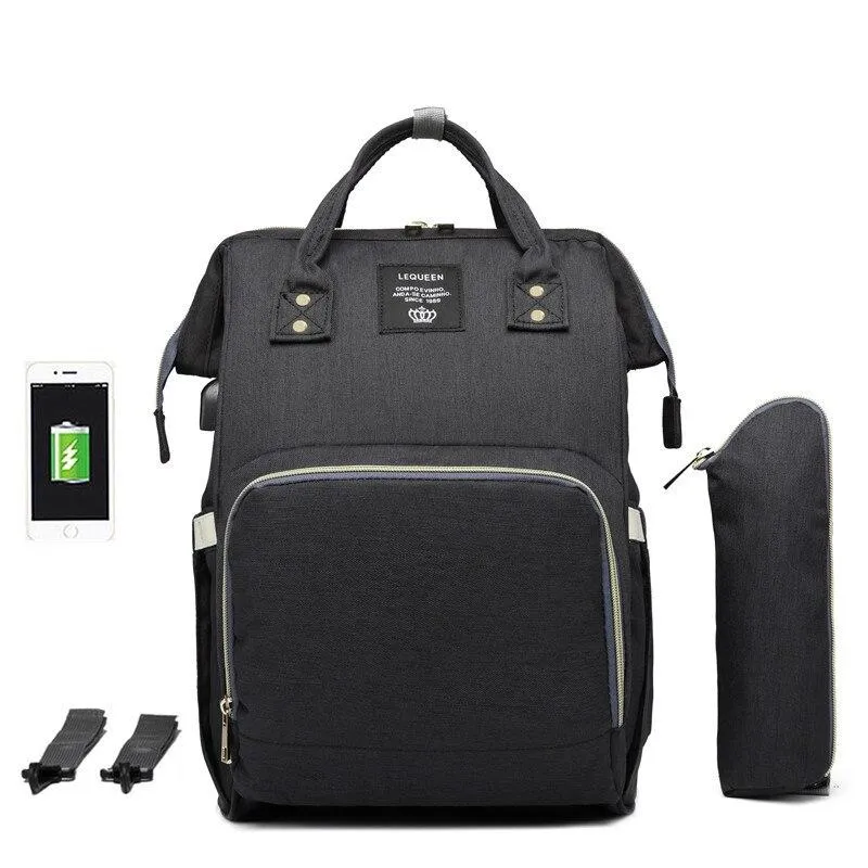 Waterproof Diaper Bag with USB Charging Port for Parents