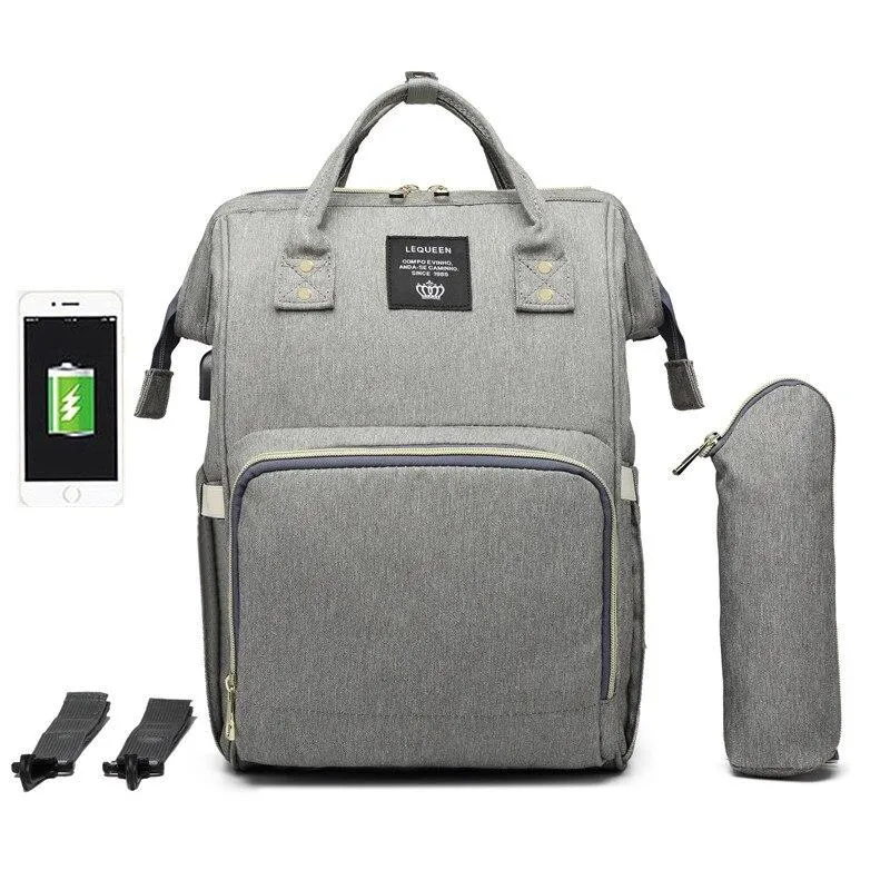Waterproof Diaper Bag with USB Charging Port for Parents