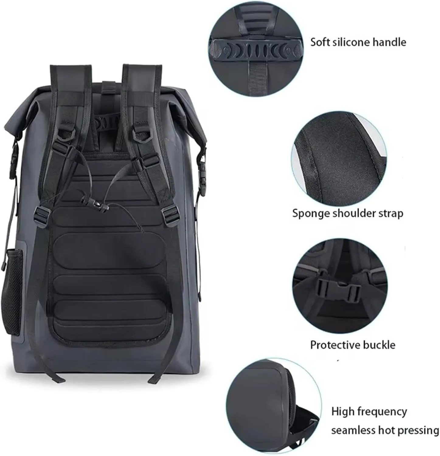 Waterproof Dry Bag Backpack, 30L, TPU Fabric, Reflective Strip, Adjustable Straps, for Hiking, Kayaking, Camping(Black)