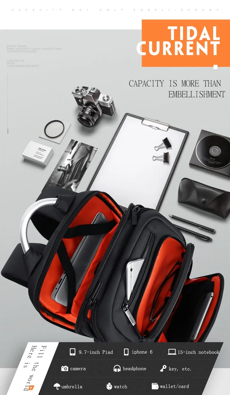 Waterproof High Capacity USB Charging Laptop Backpack