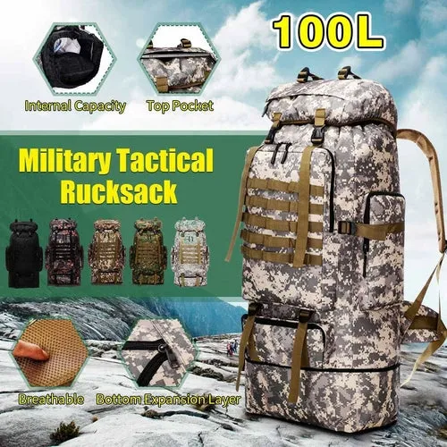Waterproof Large Backpack Outdoor Camping Complete collection 100L Capacity Hiking Waterproof