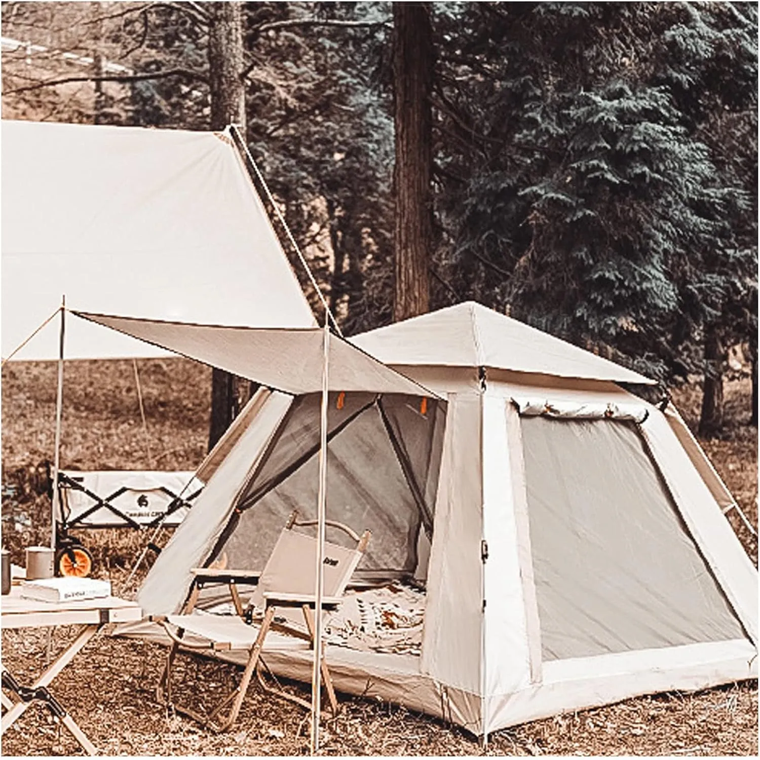 Waterproof Tent 4 People Three Seconds to Open,Waterproof Ramble Tent Sturdy and Lightweight Easy Up Tent for Family Camping,Hiking Party