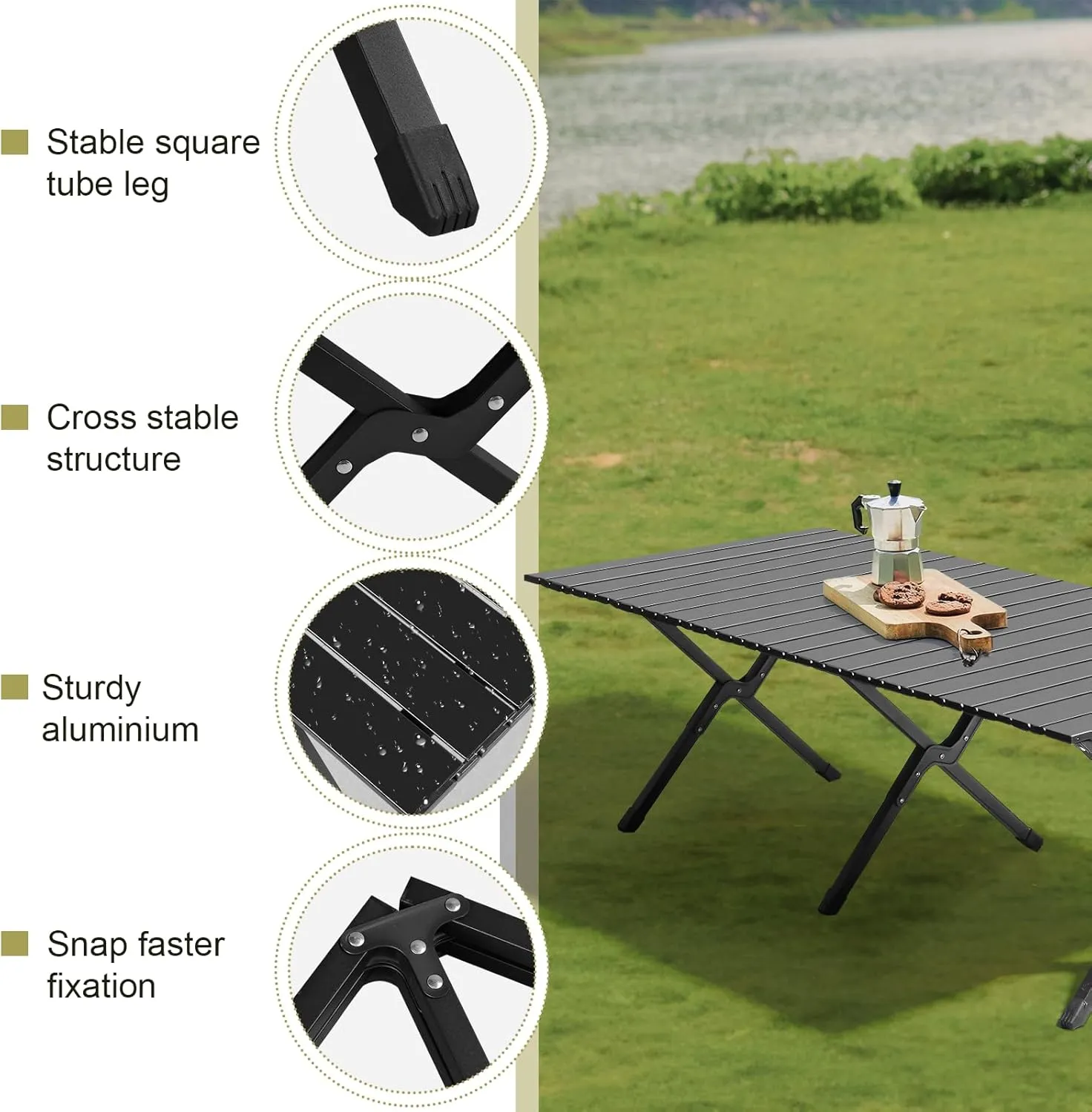 WEI WEI GLOBAL 46x24 Folding Camping Table Portable Picnic Table, Lightweight Roll Up Side Table, Portable Outdoor Picnic Table, Compact Camping Side Table for Outdoor Camp, Hiking