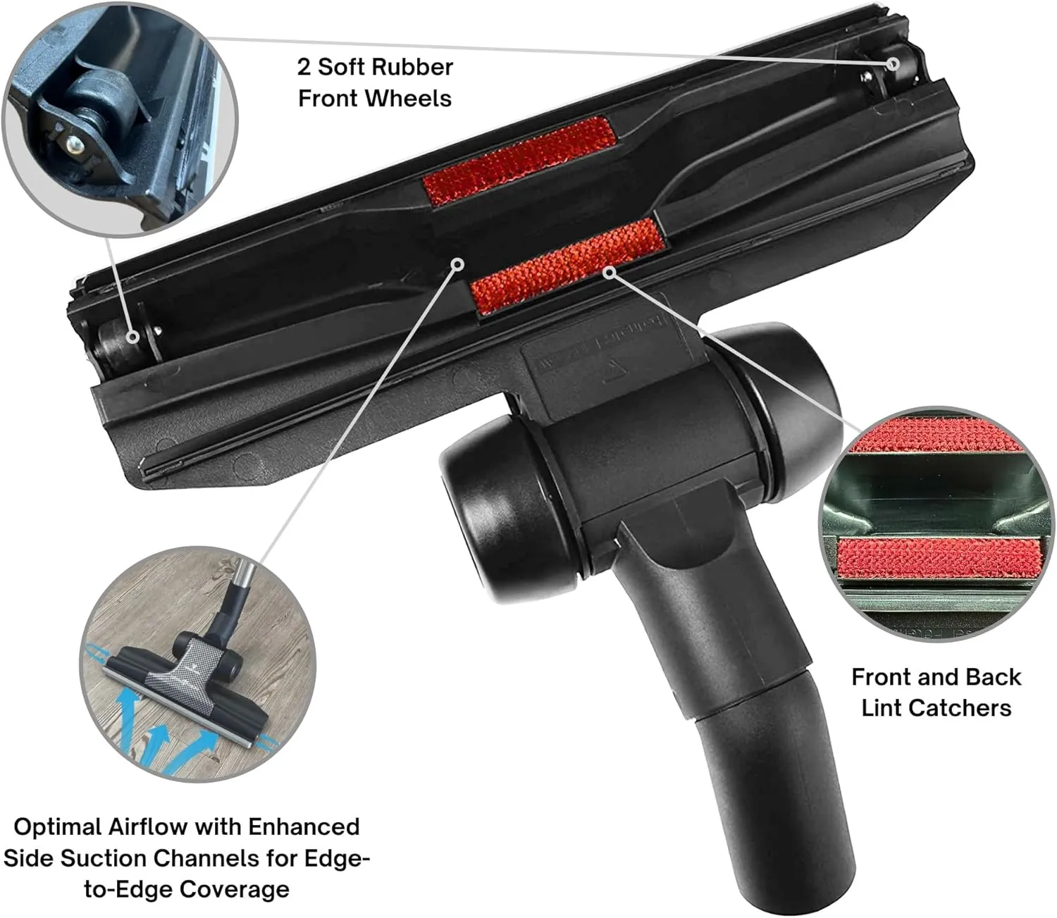 Wessel-Werk RD285 Designation, Ultra-Thin 11 in. Wide Combination Vacuum Floor Attachment for Carpet and Hard Floors, Fits Wet and Dry Vacuum Cleaner