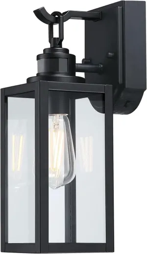 Westinghouse 6122600 Victoria Traditional One Light Outdoor Wall Fixture with Motion Sensor, Matte Black Finish, Clear Glass