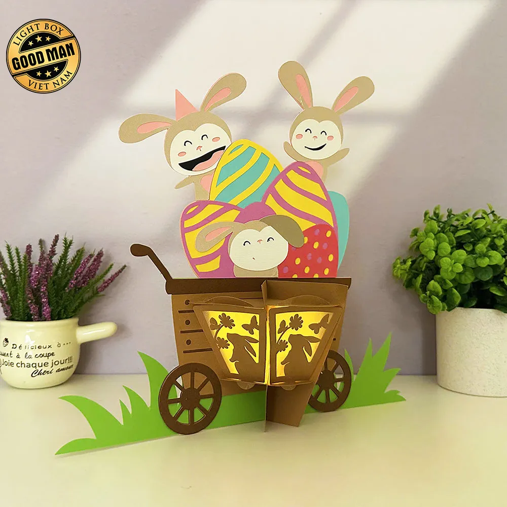 Wheelbarrow - Easter  Wheelbarrow 3D Lantern File - Cricut File - LightBoxGoodMan