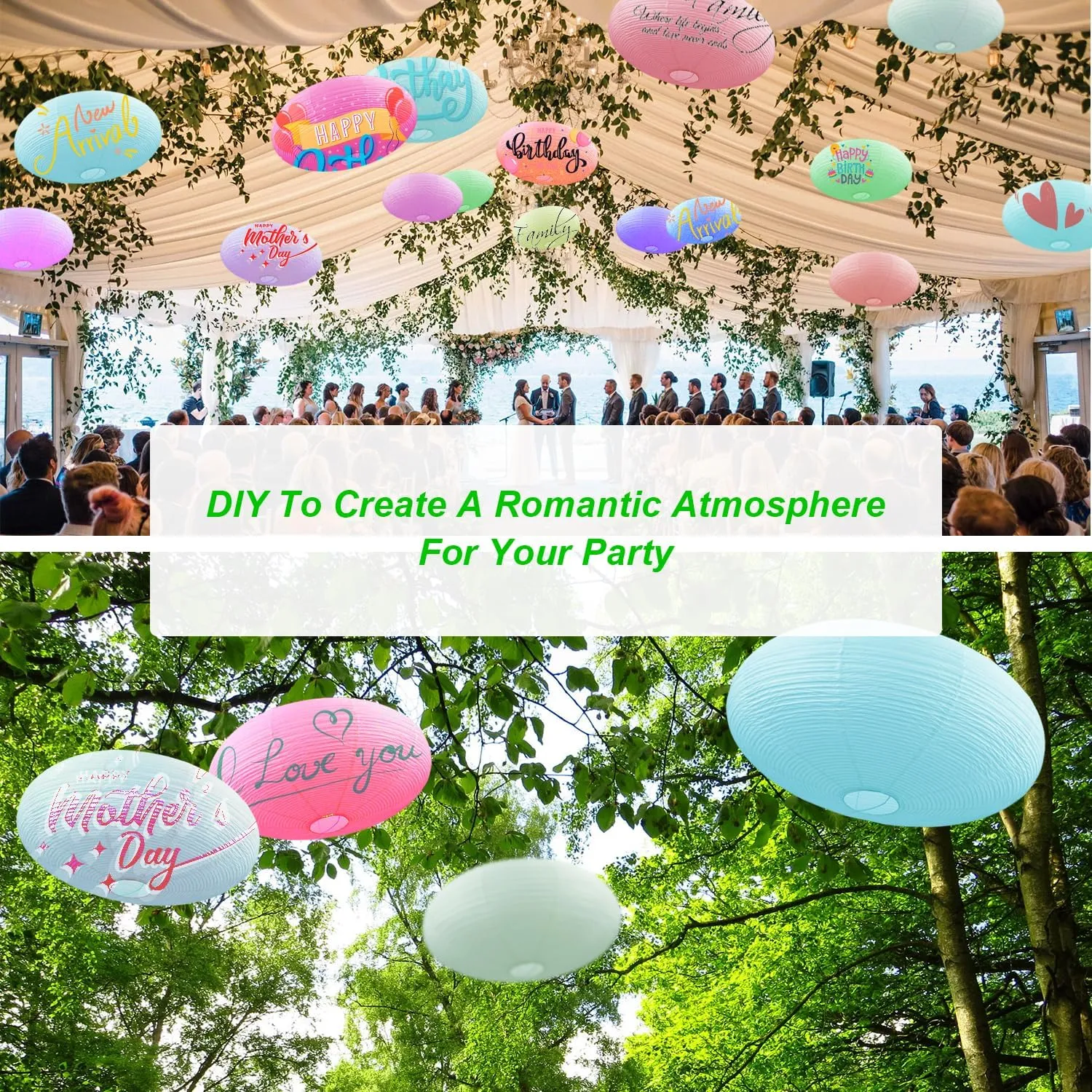 White Oval Paper Lanterns-16.54" Large Hanging Paper Lantern Lamp, Chinese/Japanese Paper Pendant Lampshade for Party Decoration, Wedding, Home Decor Ceiling Lampshade(1 Pack)