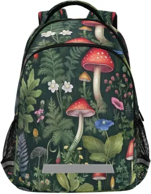 Wildflowers Mushrooms Design Waterproof Backpack - Casual Outdoor Sports Daypack with Ergonomic Shoulder Straps#185