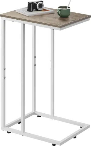 WLIVE Greige Side Tables Living Room, C Shaped End Table for Couch, Sofa and Bed, Large Desktop C Table for Bedroom, Home Office, Small Spaces