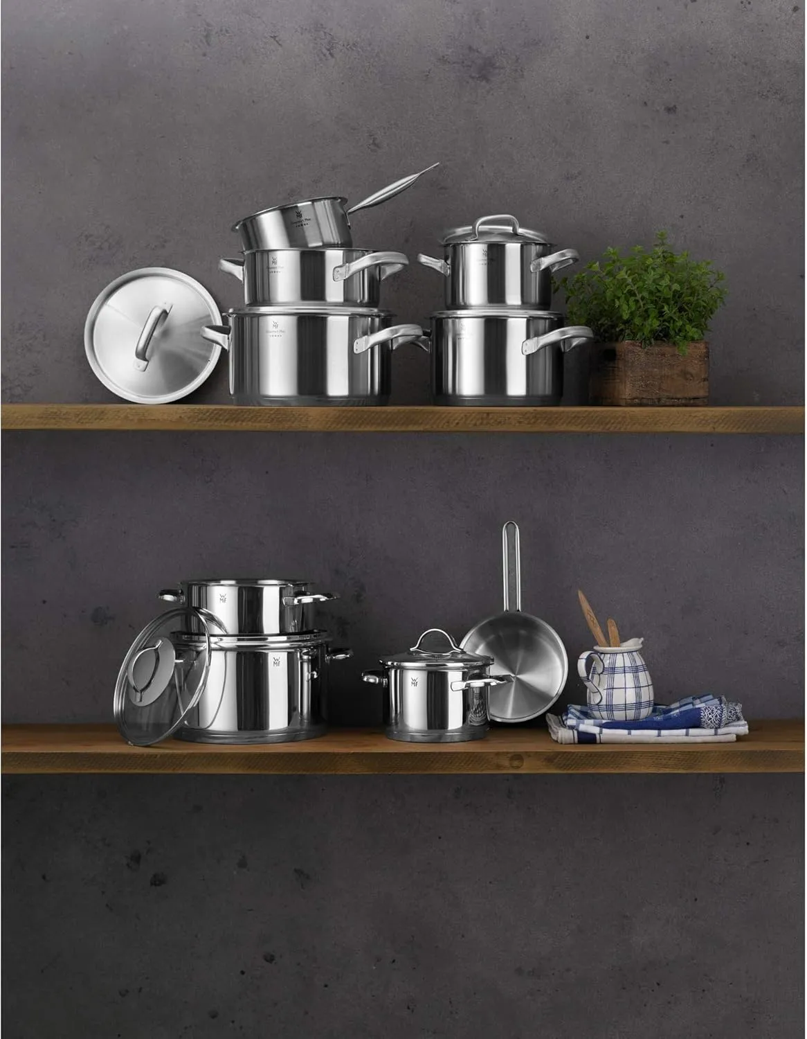 WMF Frying pan uncoated Ø 28cm Gourmet Plus Made in Germany Pouring Rim Stainless Steel Handle Cromargan Stainless Steel Suitable for Induction Dishwasher-Safe