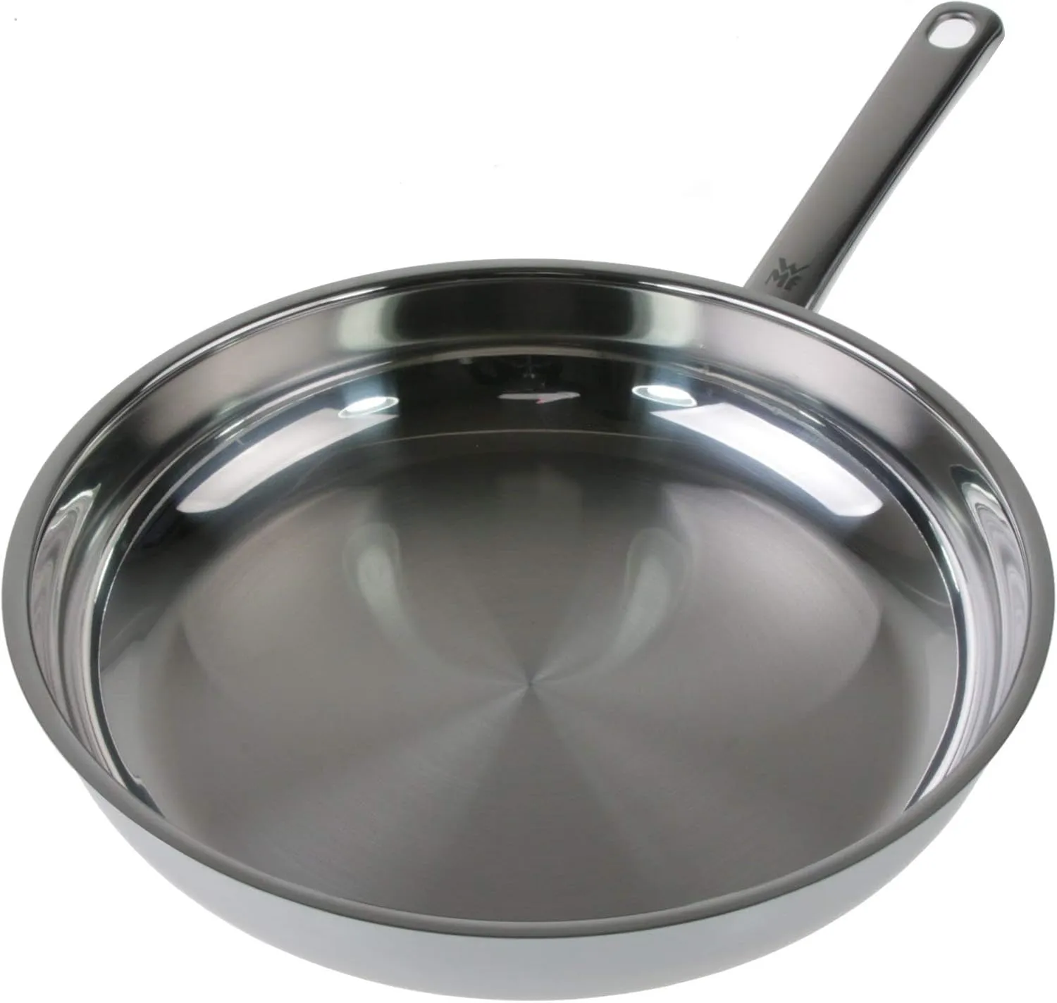 WMF Frying pan uncoated Ø 28cm Gourmet Plus Made in Germany Pouring Rim Stainless Steel Handle Cromargan Stainless Steel Suitable for Induction Dishwasher-Safe