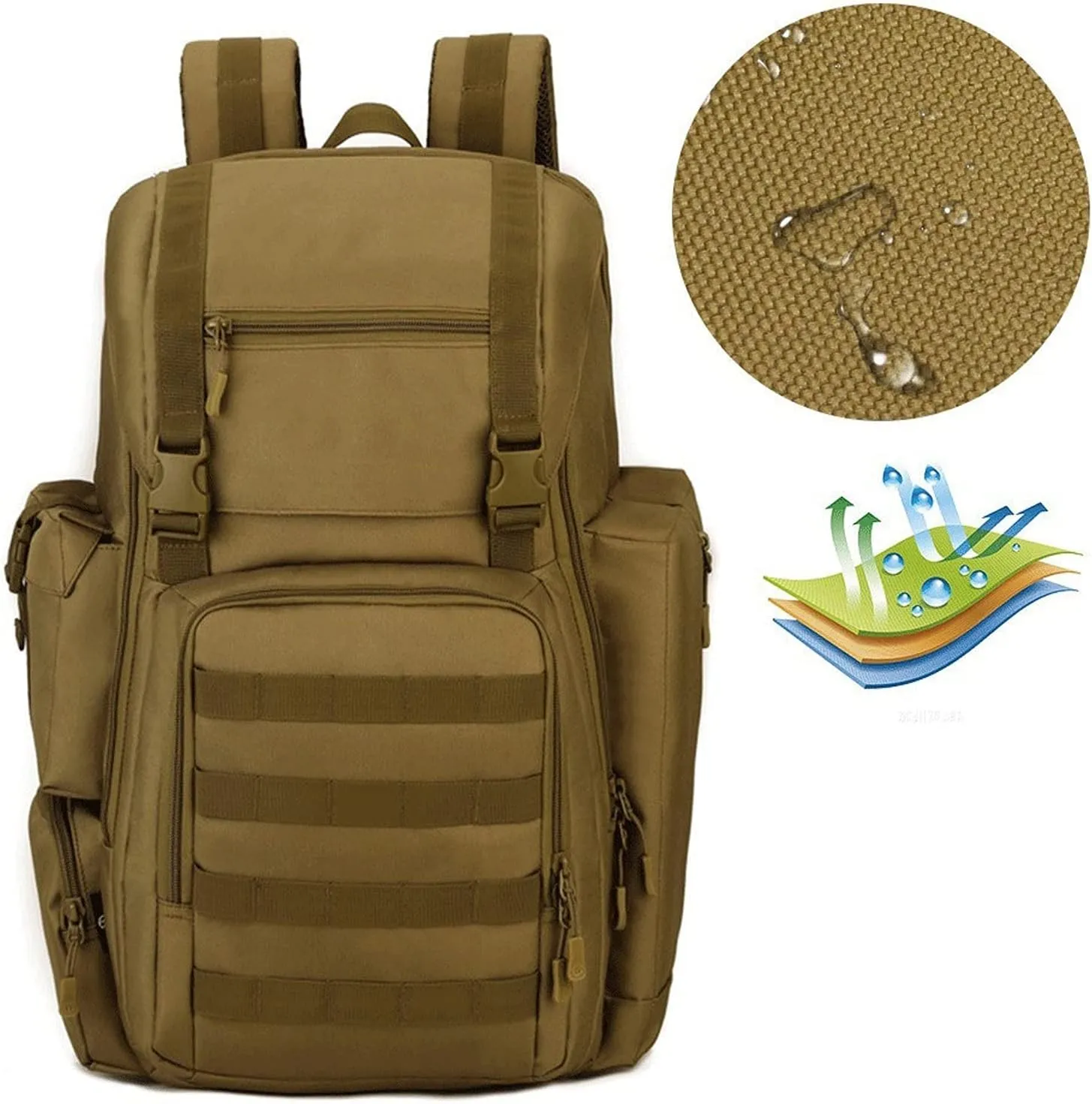 WOBBLO Hiking Daypacks 40-Liter Army Tactical Assault Bag Backpack, Waterproof Nylon Backpack, Camping Hiking Bag,Backpack with Shoe Compartment(2)