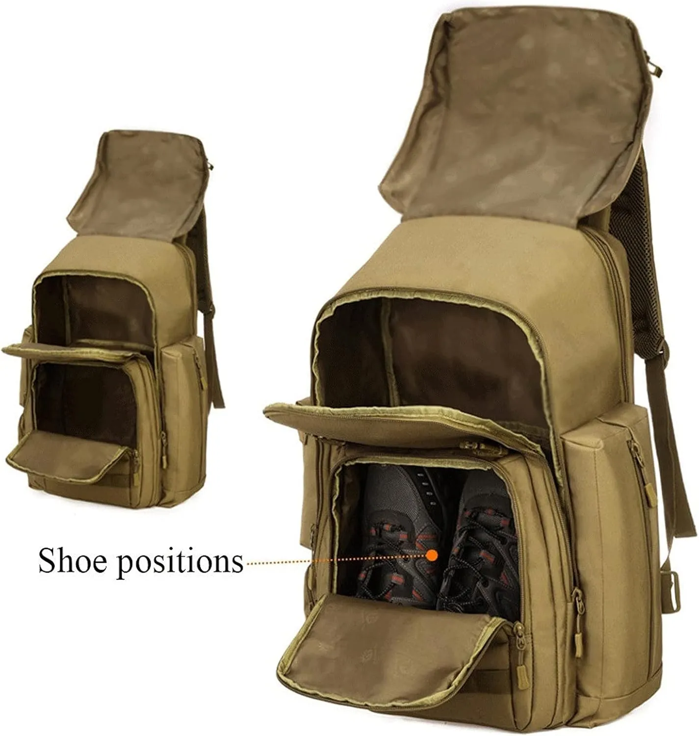 WOBBLO Hiking Daypacks 40-Liter Army Tactical Assault Bag Backpack, Waterproof Nylon Backpack, Camping Hiking Bag,Backpack with Shoe Compartment(2)