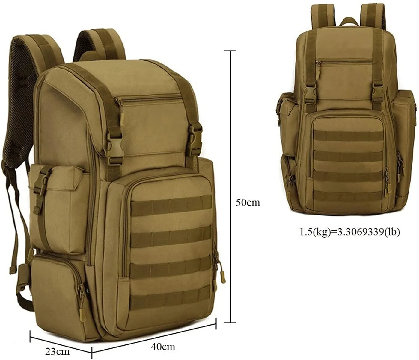 WOBBLO Hiking Daypacks 40-Liter Army Tactical Assault Bag Backpack, Waterproof Nylon Backpack, Camping Hiking Bag,Backpack with Shoe Compartment(2)