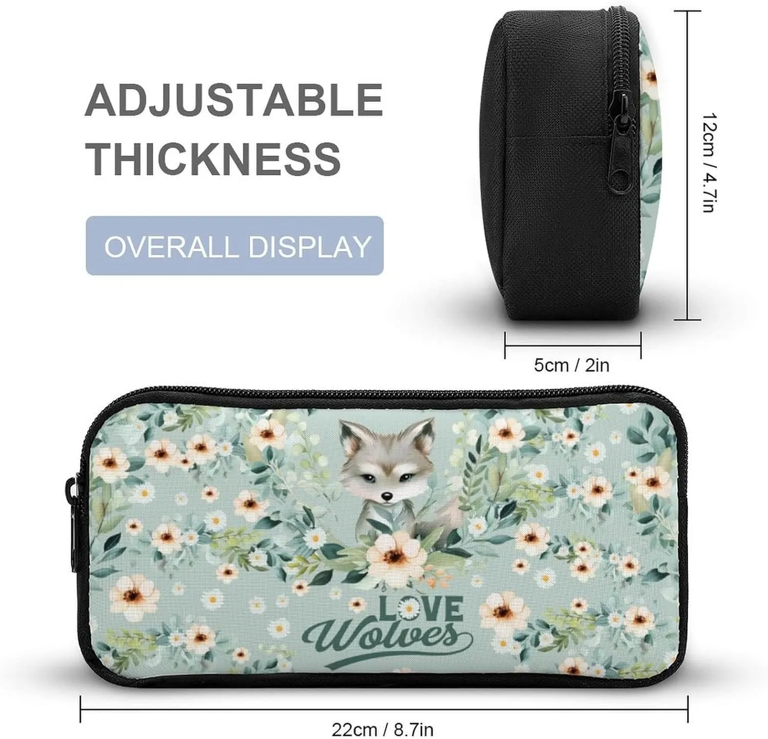 Wolf Backpack with Lunch Box & Pencil Case for Kids Girls Boys School, 16 Inch Cute Wolf Bookbag, School Backpack for Students Children, Lightweight, Large Capacity