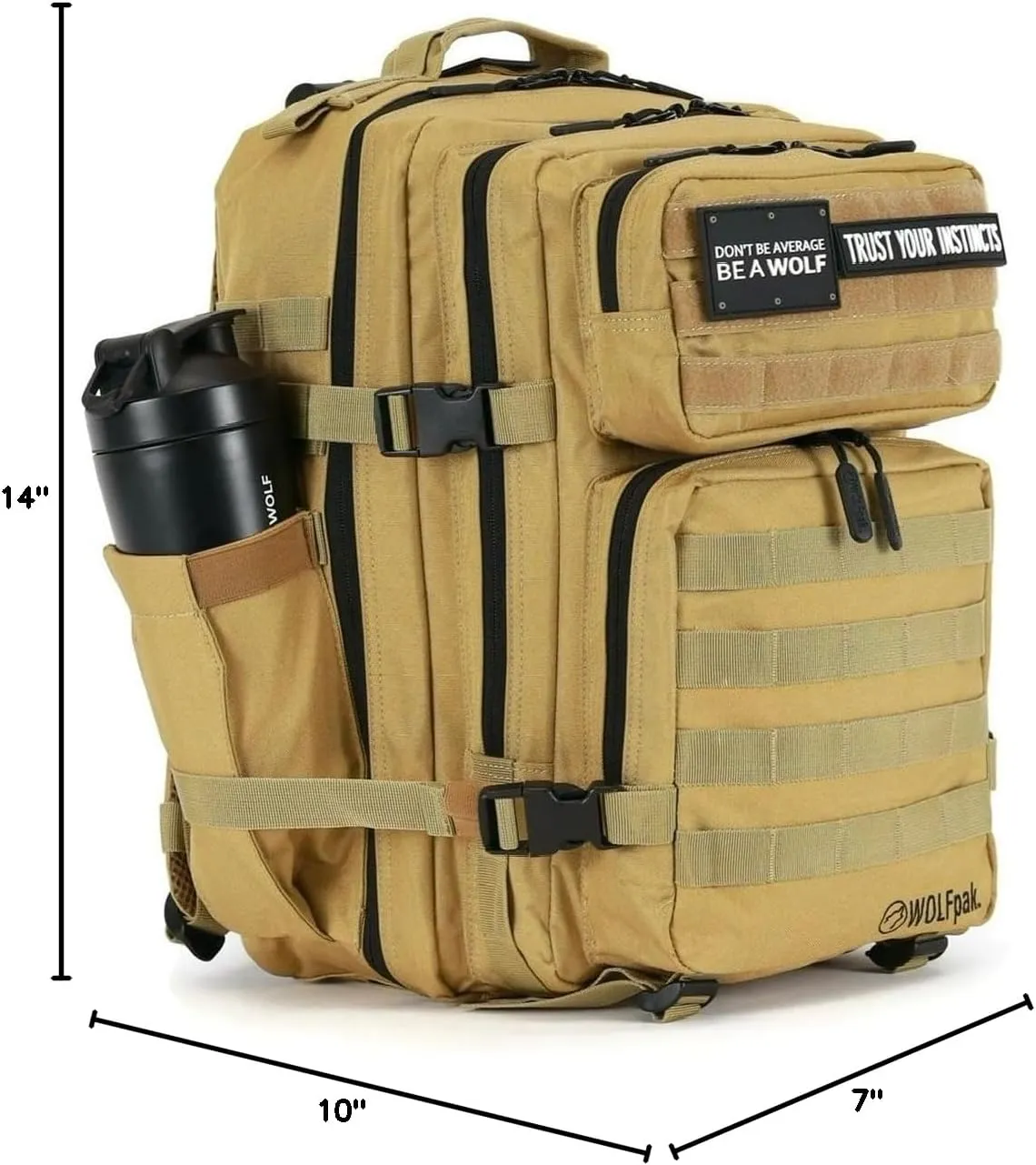 WOLFpak 35L Backpack (Khaki) Medium Gym and Travel Backpack, Military Grade, Multipurpose Utility Bag for Men and Women, Heavy-Duty & Durable