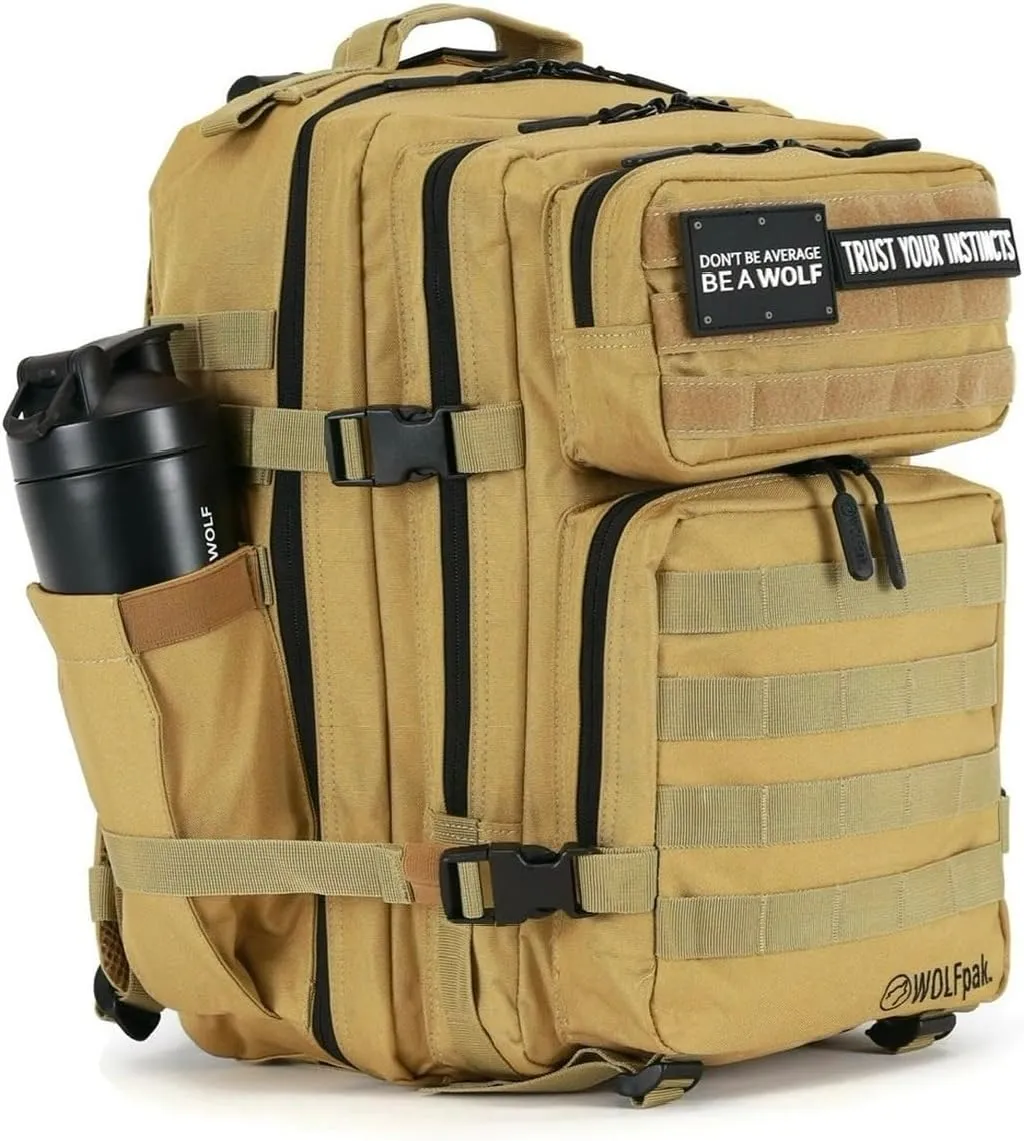 WOLFpak 35L Backpack (Khaki) Medium Gym and Travel Backpack, Military Grade, Multipurpose Utility Bag for Men and Women, Heavy-Duty & Durable
