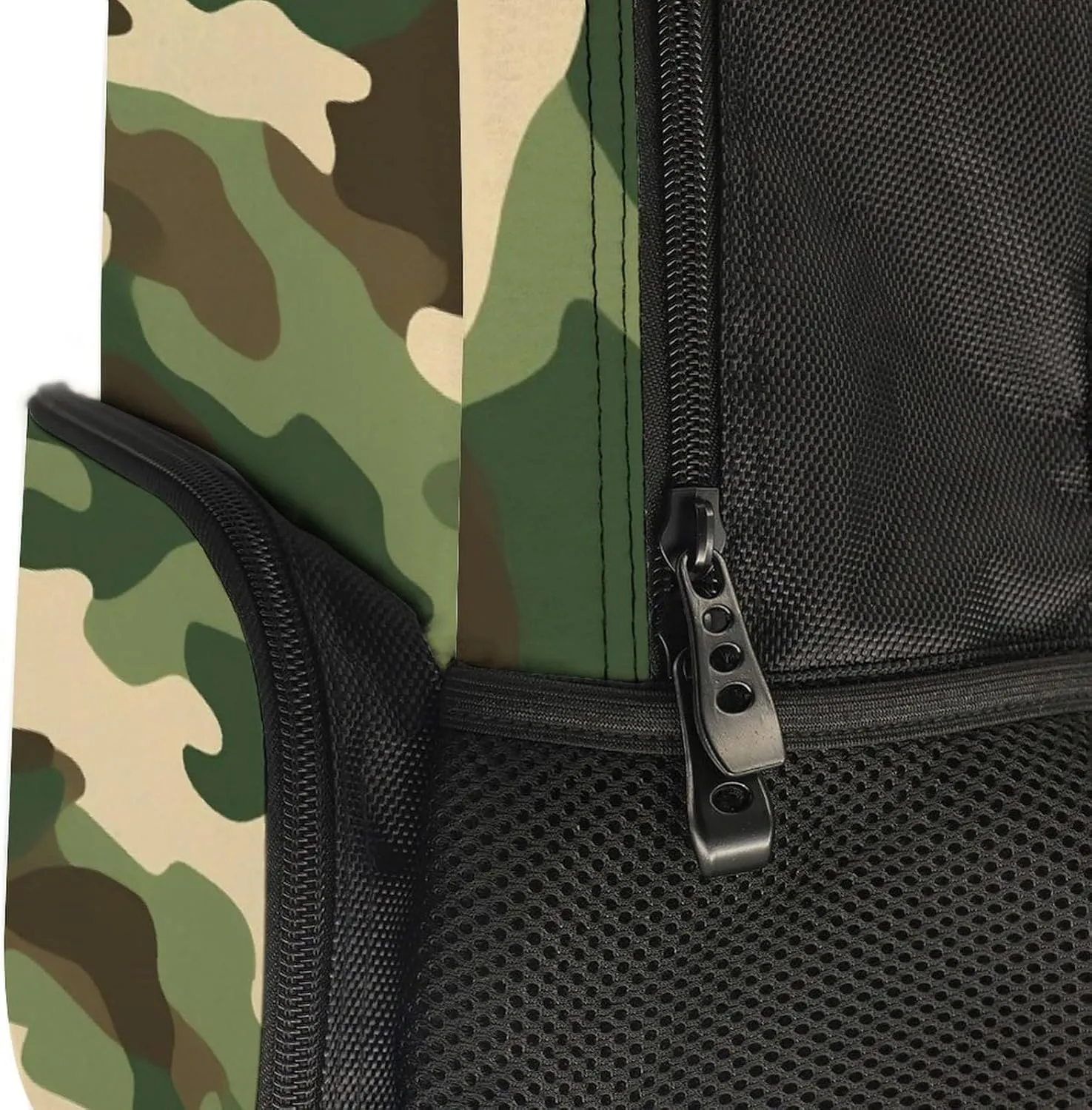 Women Men Polyester Army Green Camouflage Vietnam Tiger Stripe Camo Casual Daypack Large Capacity Bookbag With Side Pockets for Sports Picnic Walking Cycling
