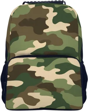 Women Men Polyester Army Green Camouflage Vietnam Tiger Stripe Camo Casual Daypack Large Capacity Bookbag With Side Pockets for Sports Picnic Walking Cycling