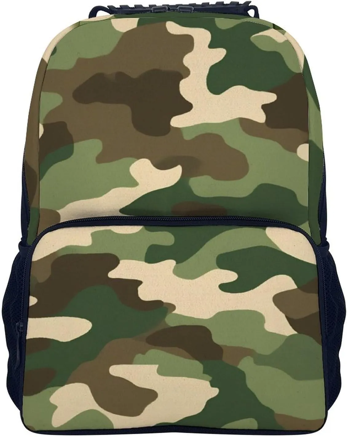 Women Men Polyester Army Green Camouflage Vietnam Tiger Stripe Camo Casual Daypack Large Capacity Bookbag With Side Pockets for Sports Picnic Walking Cycling