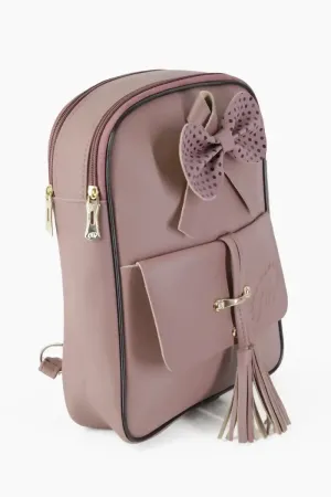 Women's Fashion Cute Small Backpack with tassels - Dark Pink