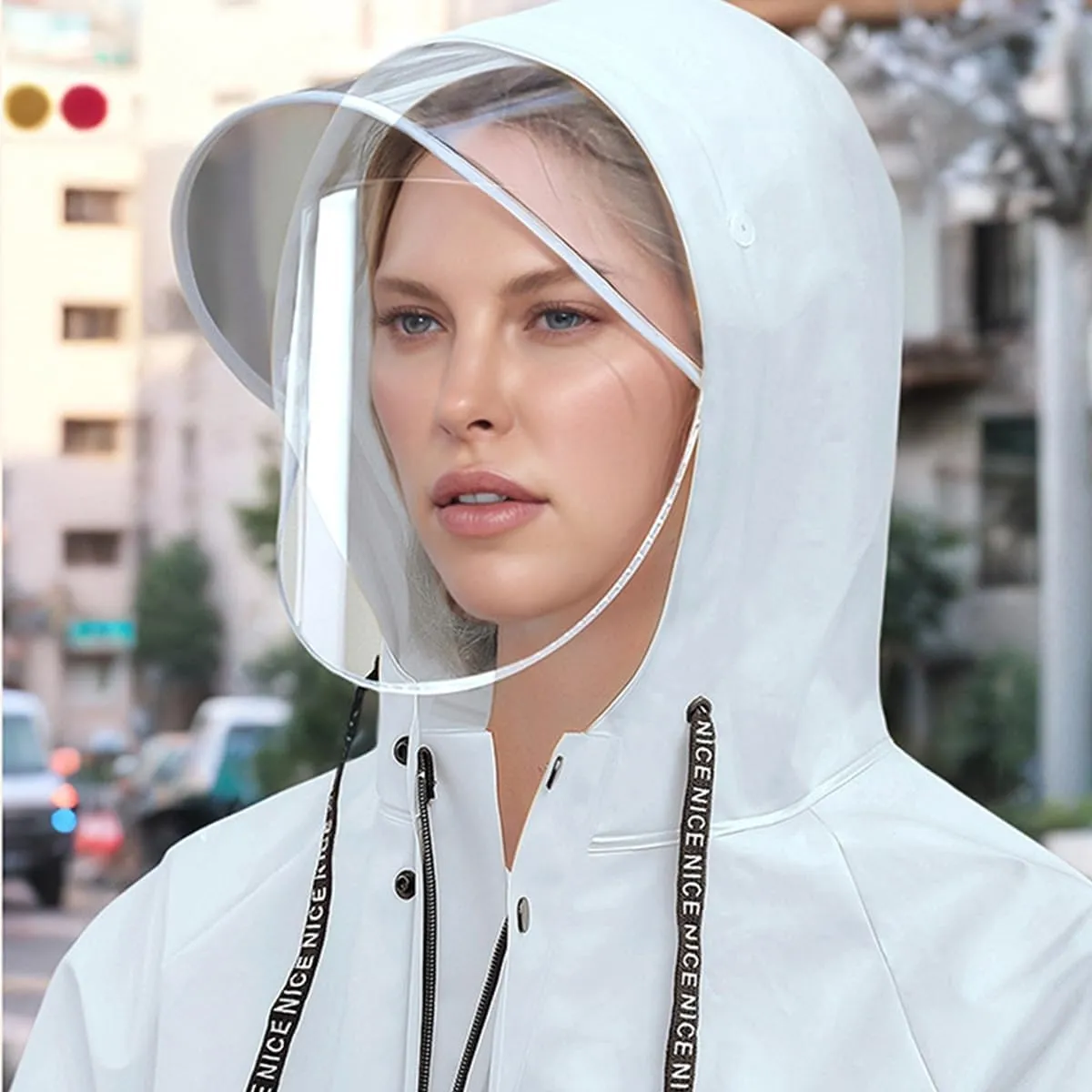 Women's Raincoat Lightweight Waterproof Hooded Jacket for Outdoor Hiking, Cycling
