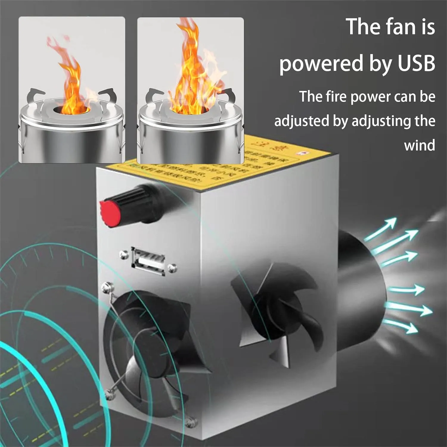 Wood Burning Stove with Pot Stand Stainless Steel and Compact Stove Camping Stove Portable for Backpacking, Camping, and Survival with USB Blower