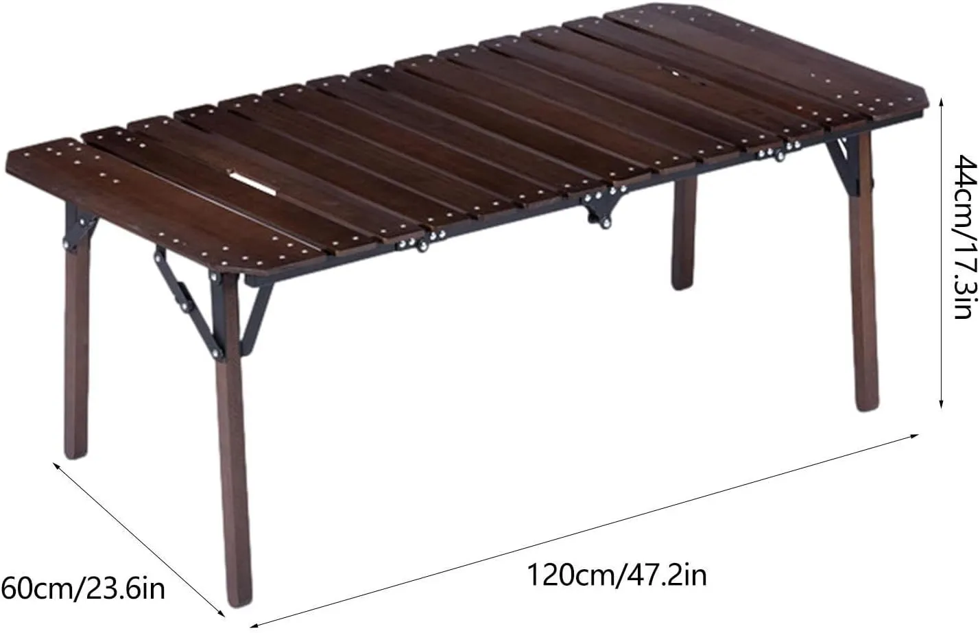 Wooden Portable Camp Kitchen Table, Outdoor Grilling Foldable Tables, Rectangle Aluminum Desktop Roll Up Table Top, Portable Camp Kitchen with Utensil Tables, Foldable Camping Table with Adjustable
