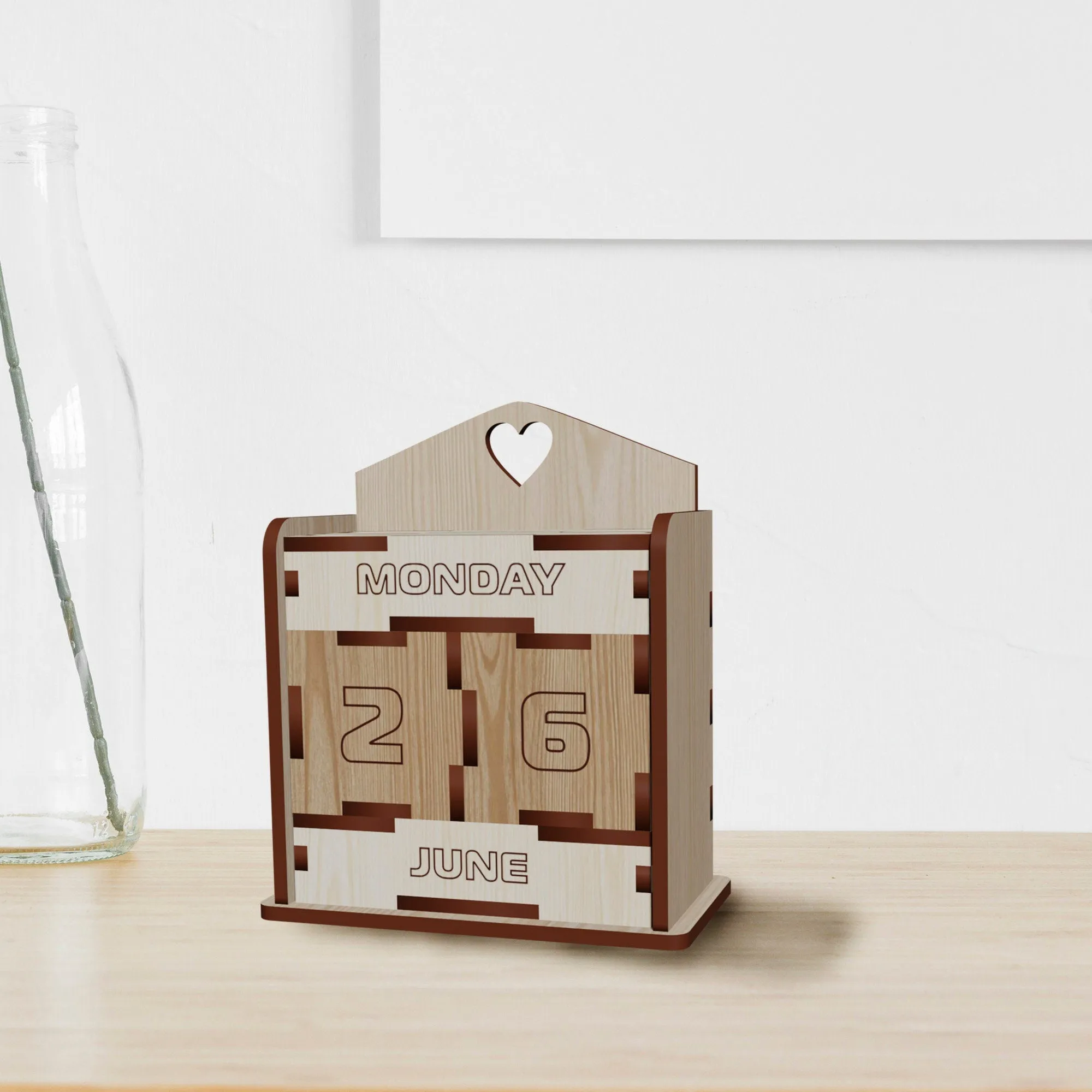 Wooden table perpetual calendar laser cut svg file