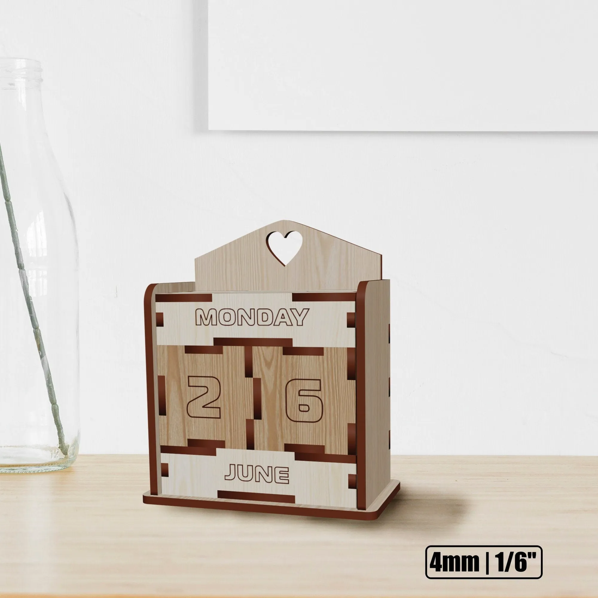 Wooden table perpetual calendar laser cut svg file