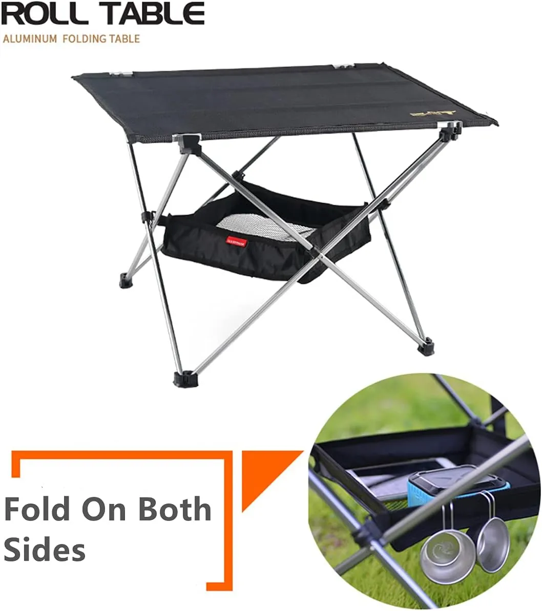 Xicennego Portable Foldable Aluminum Table Outdoor Picnic Table with Storage Bag.for Camping, Fishing, Mountaineering,Lightweight Roll-up Storage(Large)
