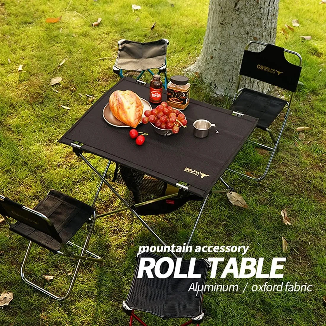 Xicennego Portable Foldable Aluminum Table Outdoor Picnic Table with Storage Bag.for Camping, Fishing, Mountaineering,Lightweight Roll-up Storage(Large)