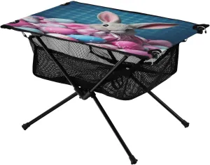 xigua Easter Eggs and Rabbits Folding Camping Table,Portable Camp Table with Carry Bag Beach Table Folding Table for Picnic, Camp,Party,Travel227