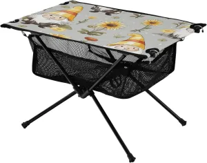 xigua Sunflower Gnome Folding Camping Table,Portable Camp Table with Carry Bag Beach Table Folding Table for Picnic, Camp,Party,Travel314