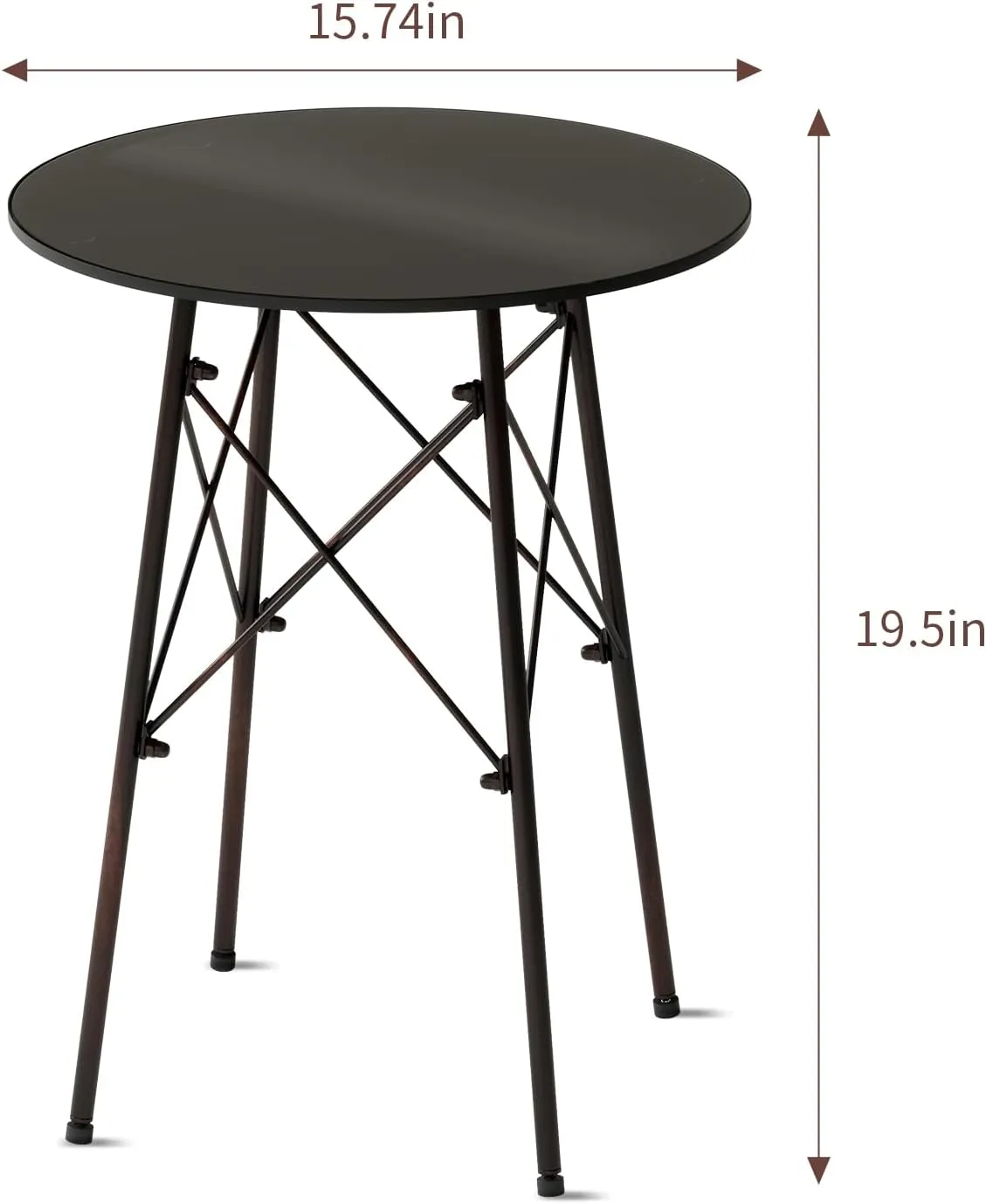 XIV Outdoor Side Table, Small Outdoor Table, Round Patio Side Table Metal, Weatherproof, Small Accent End Table for Patio, Garden, Balcony, Yard (Glass)