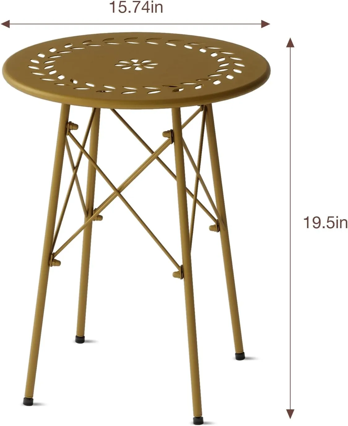 XIV Outdoor Side Table, Small Outdoor Table, Round Patio Side Table Metal, Weatherproof, Small Accent End Table for Patio, Garden, Balcony, Yard (Gold)