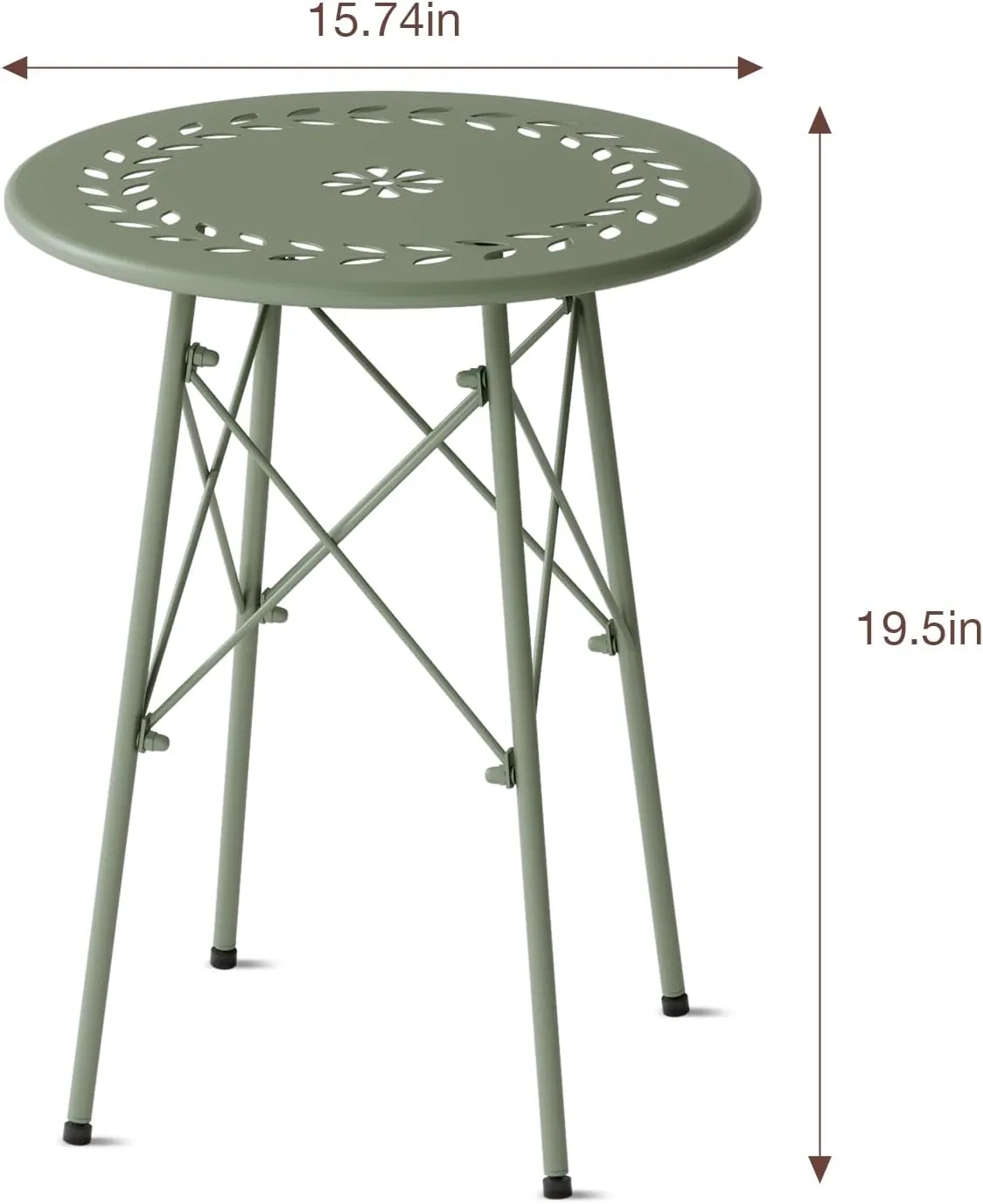 XIV Outdoor Side Table, Small Outdoor Table, Round Patio Side Table Metal, Weatherproof, Small Accent End Table for Patio, Garden, Balcony, Yard (Green)