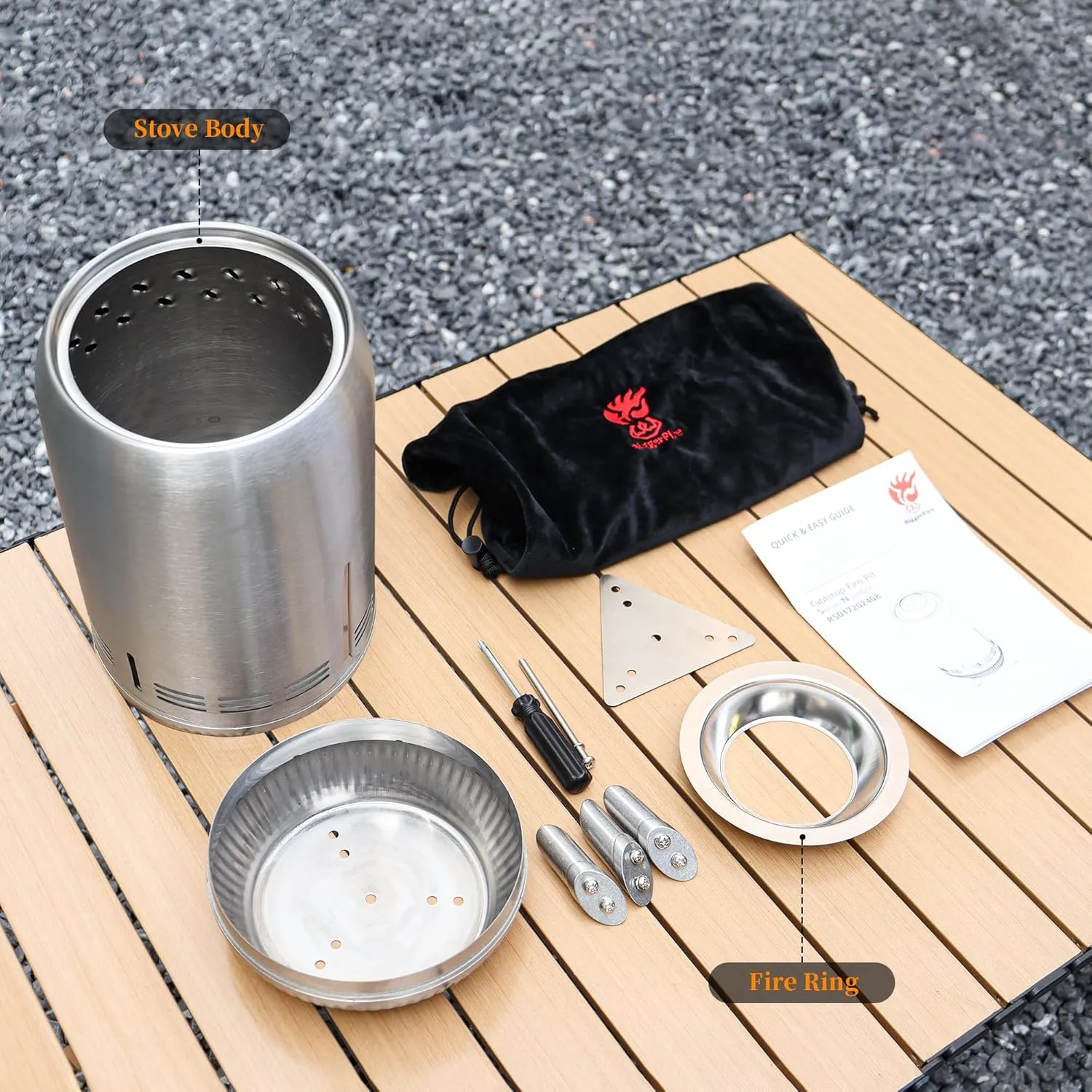 XL Portable Table Top Fire Pit, Tabletop Smokeless Fire Pit, Low Smoke Burning Outdoor Stove Firepit Fueled by Pellets or Wood,for Urban & Suburbs, with Travel Bag (Stainless Steel,Sliver)30.6x16.3cm