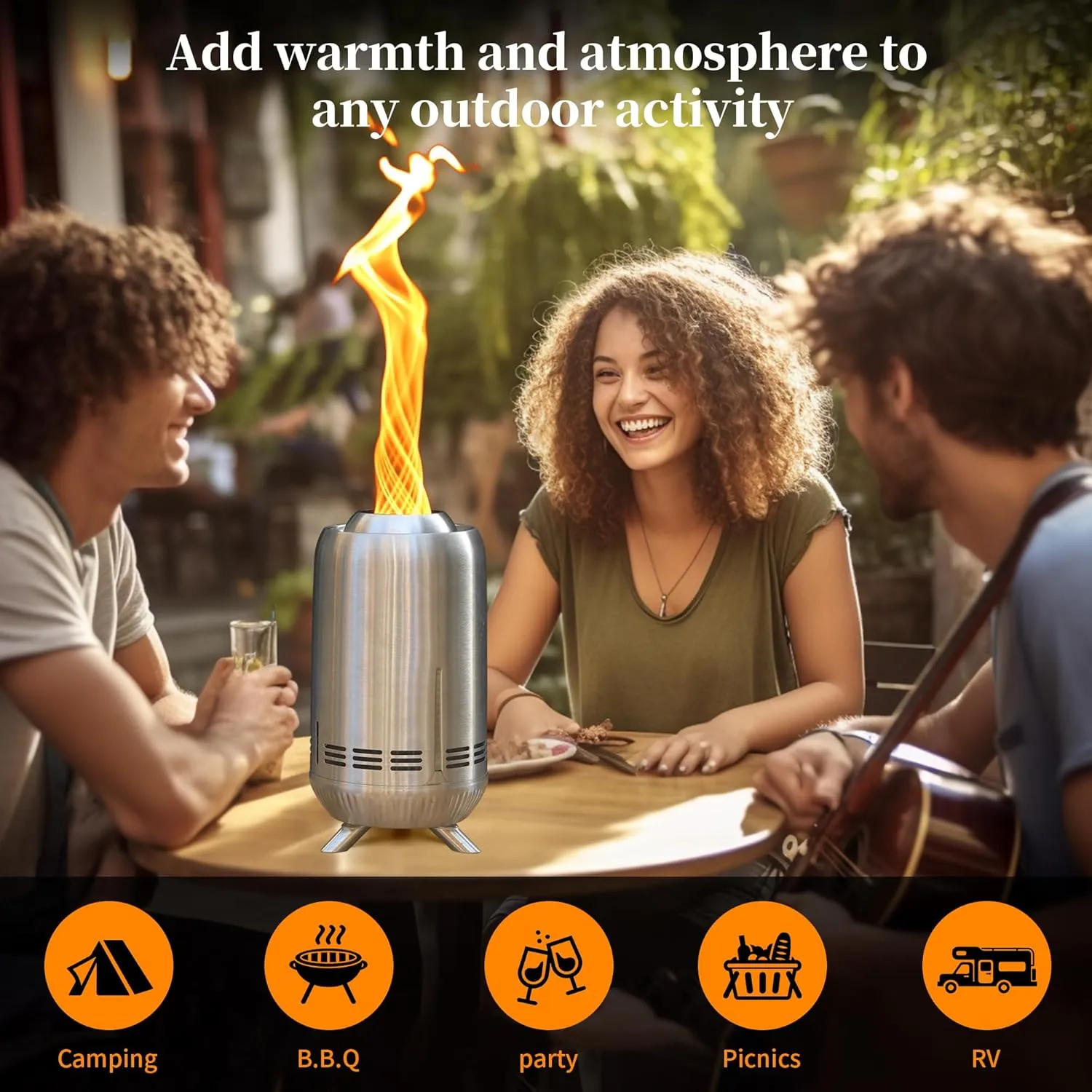XL Portable Table Top Fire Pit, Tabletop Smokeless Fire Pit, Low Smoke Burning Outdoor Stove Firepit Fueled by Pellets or Wood,for Urban & Suburbs, with Travel Bag (Stainless Steel,Sliver)30.6x16.3cm
