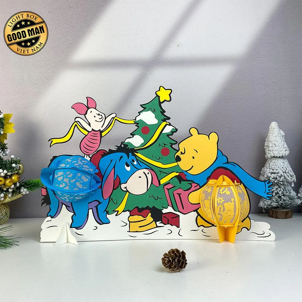 Xmas - Winnie The Pooh Themed 3D Christmas Lantern File - Cricut File 1 - LightBoxGoodMan