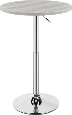 Yaheetech Round Bar Table, Adjustable Height and 360° Swivel Bar Tables, Cocktail Table with MDF Top, Silver Leg Base for Bar, Bistro, Café, Grey
